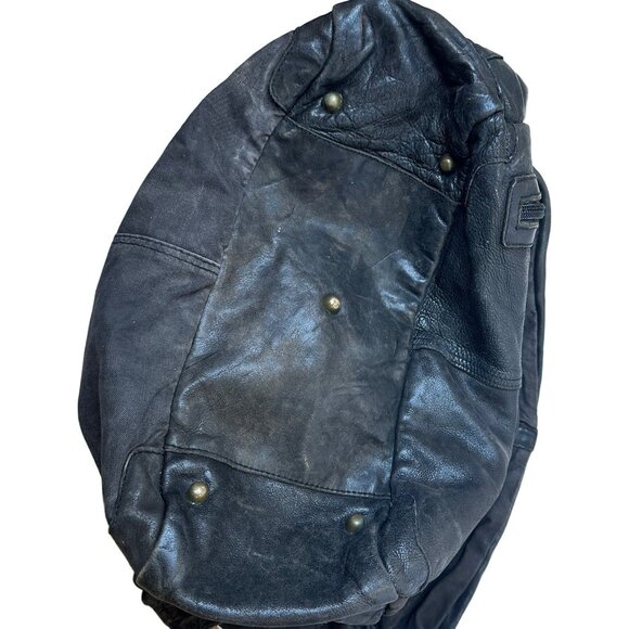 Rare Tough Jeansmith Military Surplus Brown Leather  Large Shoulder Bag - Picture 7 of 9